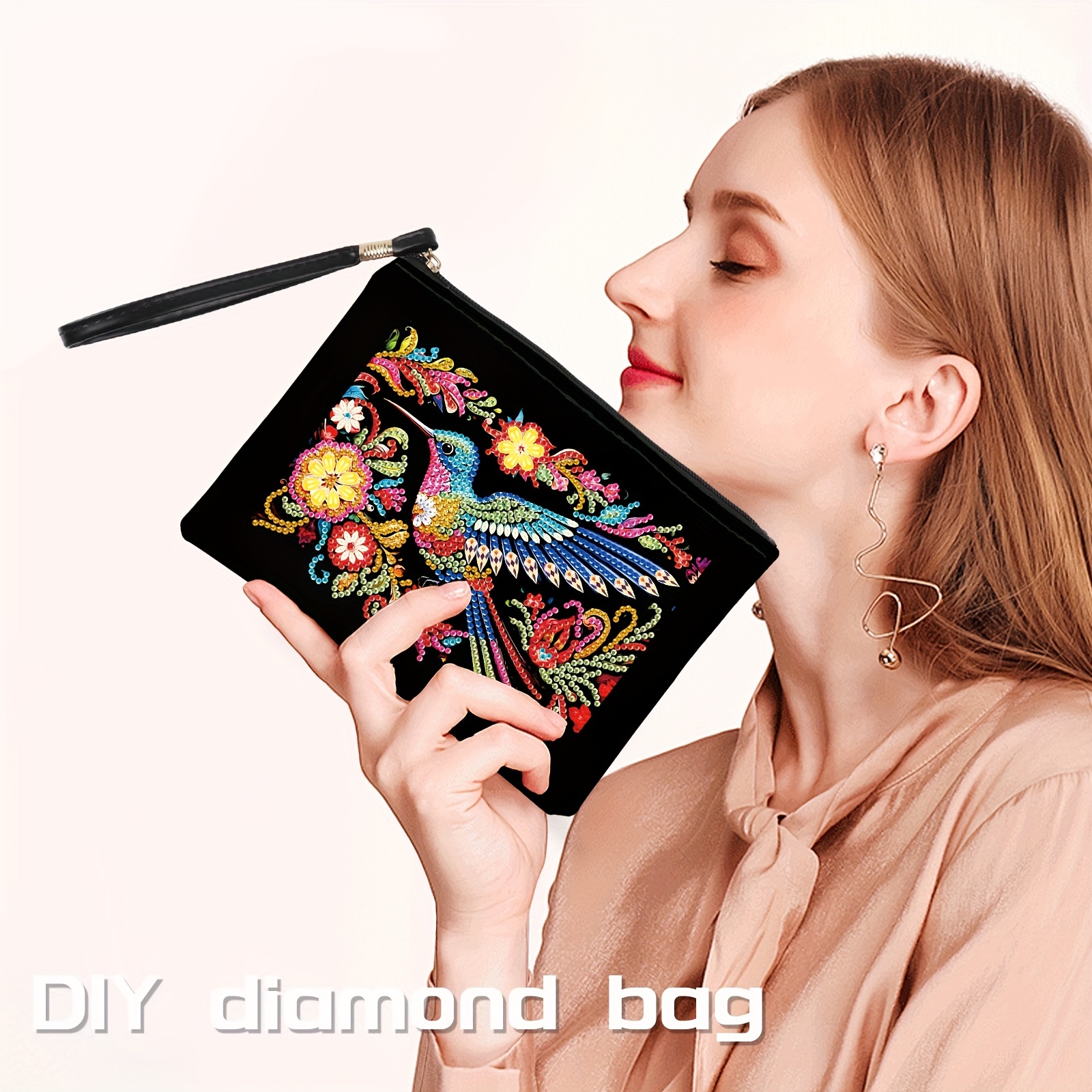 

5d Diamond Painting Purses, Diy Colorful Bird Diamond Painting Handbag Diamond Art Wristlet Clutch Bag For Makeup Gift
