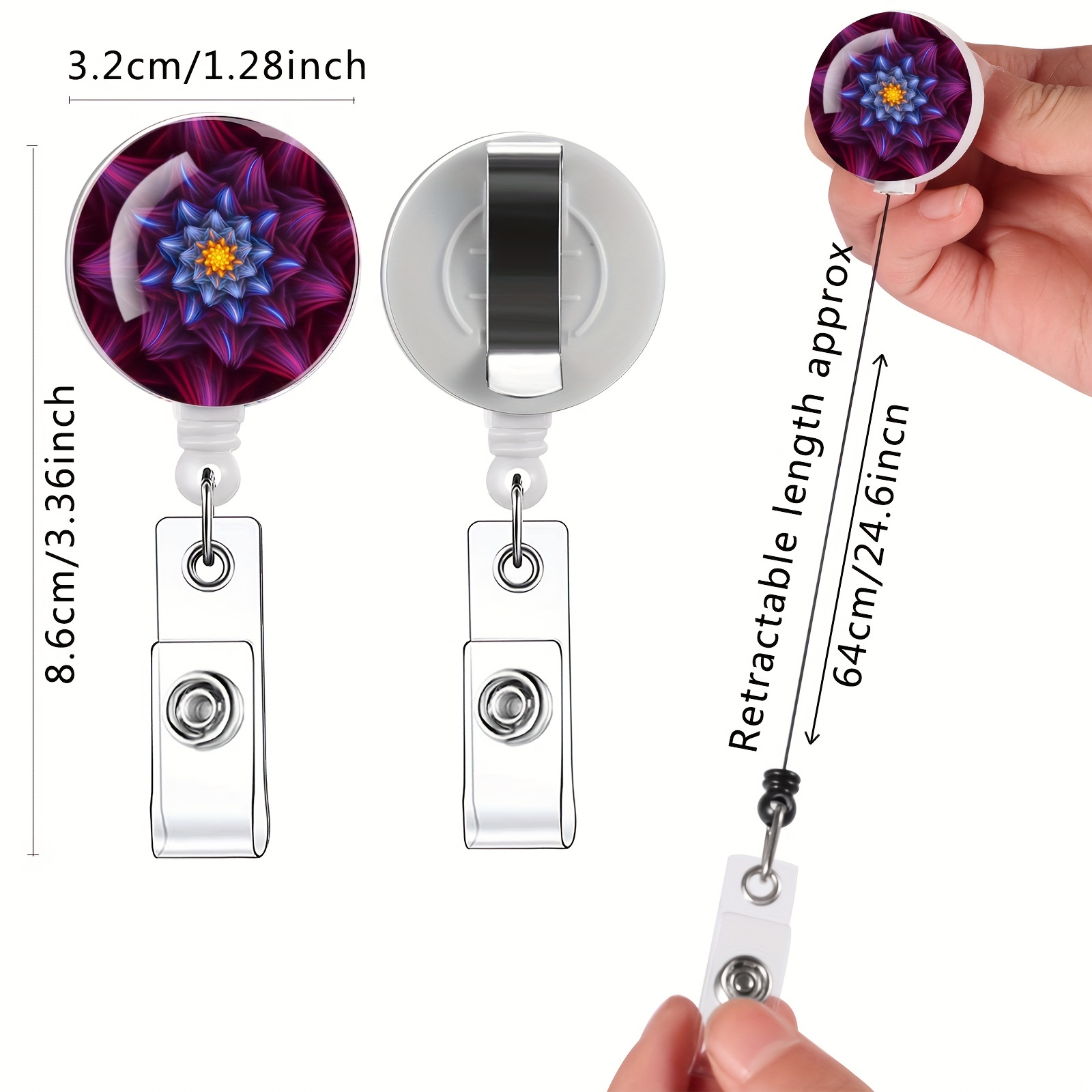 Badge Reel Mandala Design Nurse Badge Holder Purple 