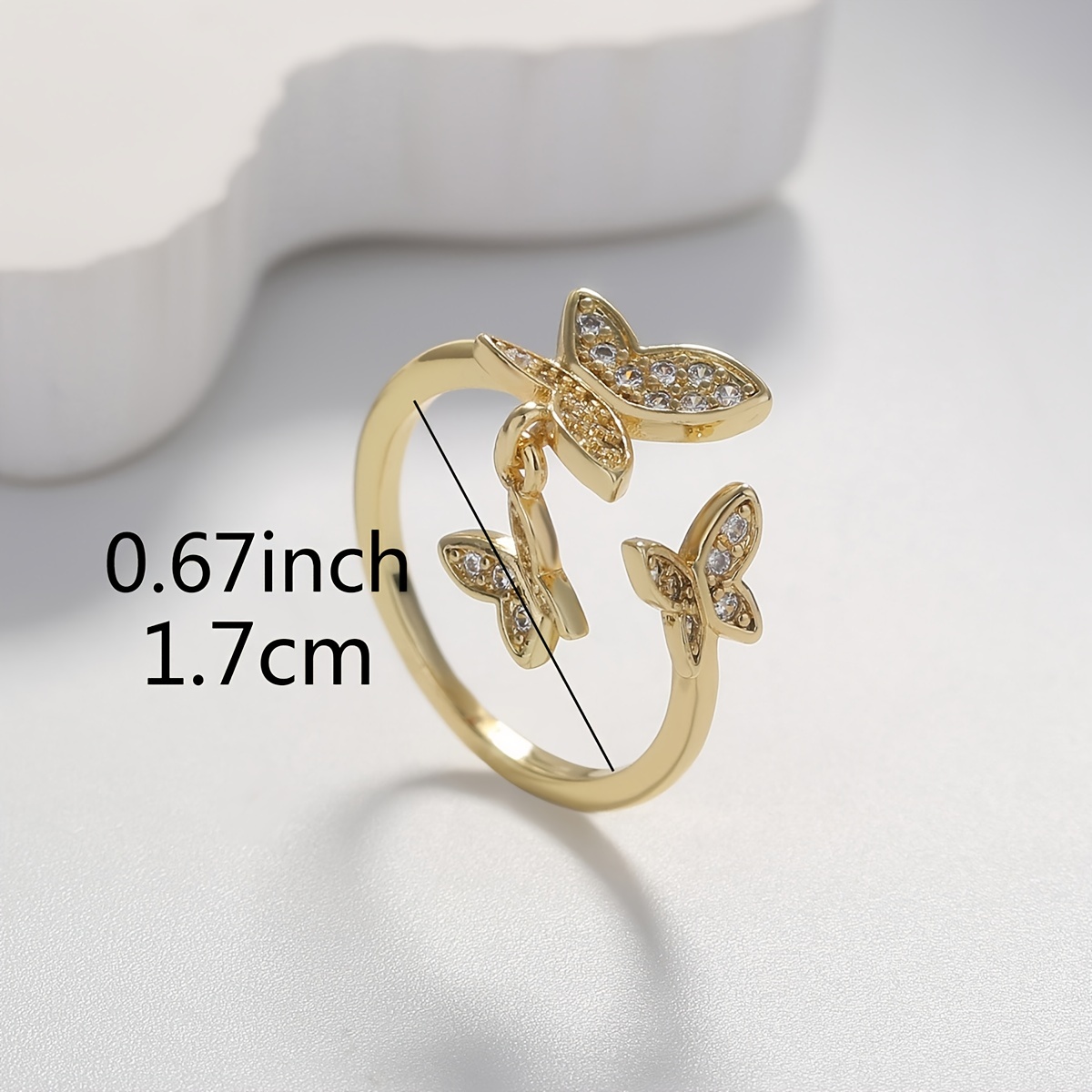 Simple Adjustable Open Ring Butterfly Zircon Decor - Temu Canada