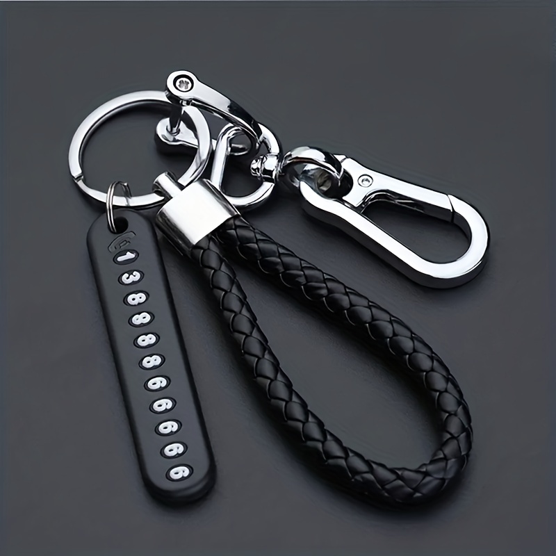 HONEST Porte-clés de voiture à 3 anneaux Porte-clés anti-perte à la taille  pour hommes (Noir)