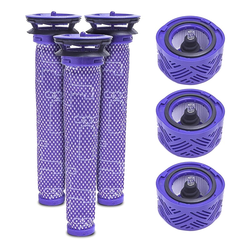 Filter for Dyson V6 Absolute Motorhead Cordless Stick Vacuum, 2 Post  Filters, 2 Pre Hepa Filters Replacement, Compare to Parts # 965661-01 &  966741-01