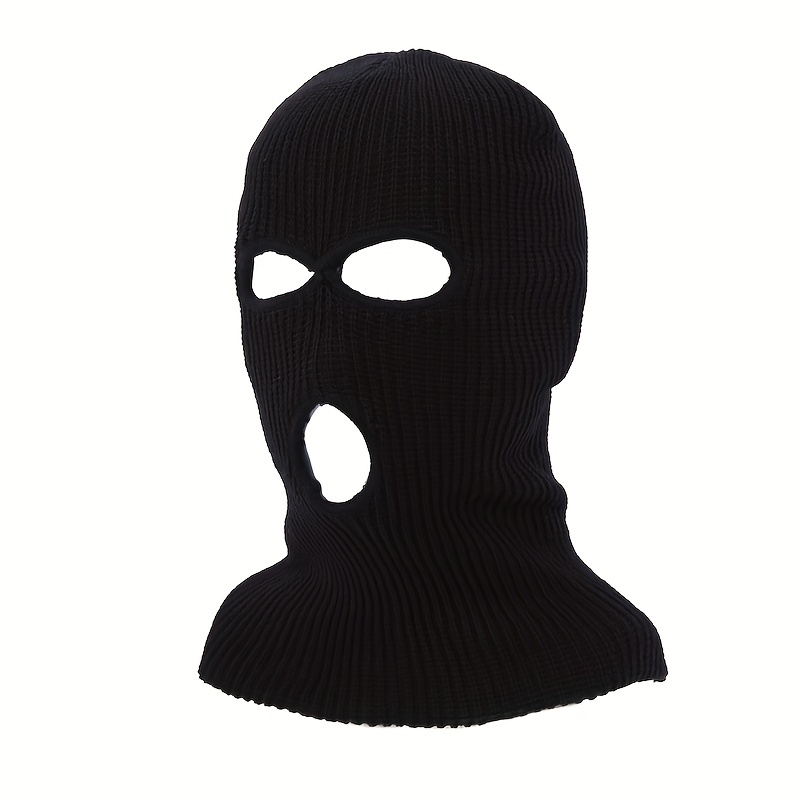 3-HOLE BEANIE KNIT SKI FACE MASK BLACK