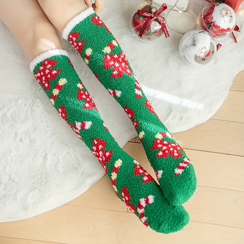 Estilo Navideño Lindo Rayas Niñas Rodilla Calcetines Altos - Temu Mexico