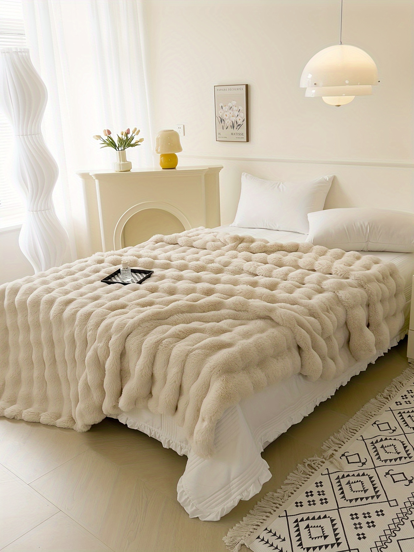 1pc solid color polyester thickened blanket   rabbit short plush blanket bed blanket multi purpose gift blanket for   details 2