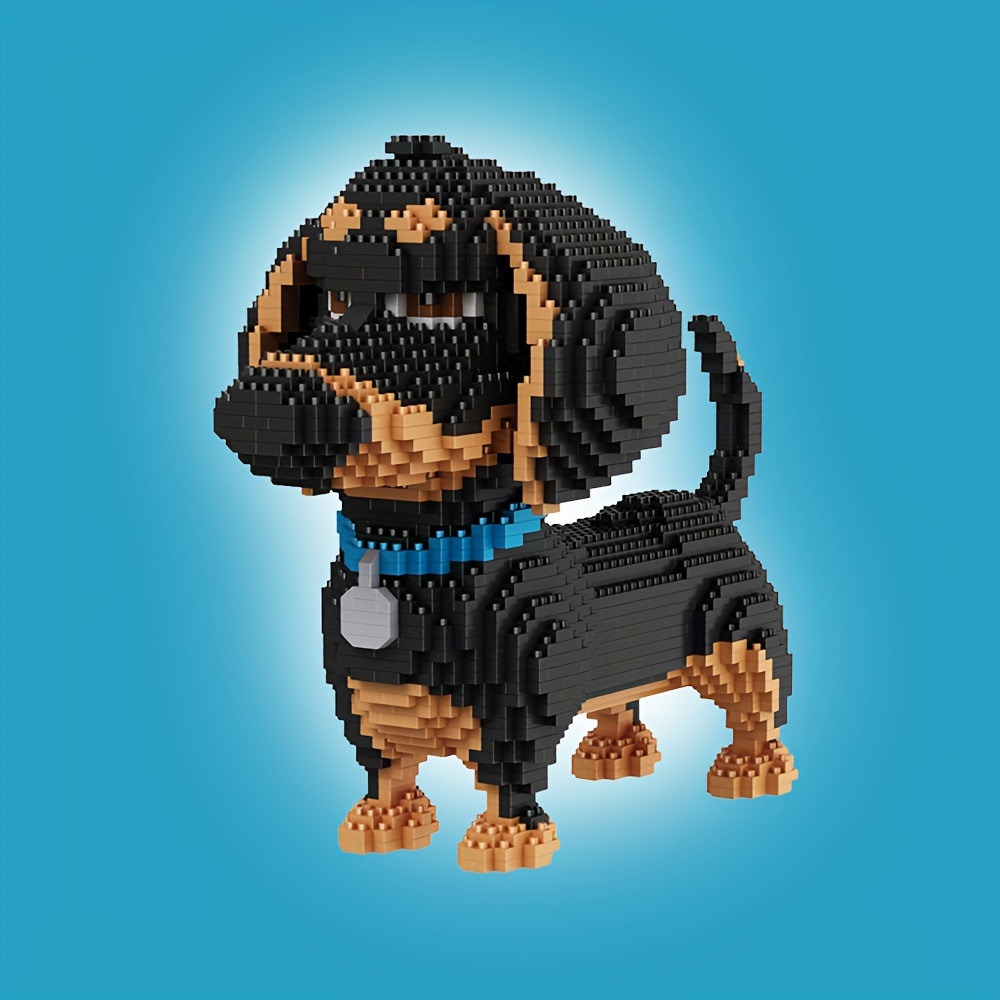 packaging) Cartoon Pet Dachshund Miniature Mini Building Blocks