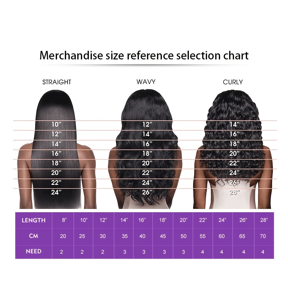 hair extension sizes