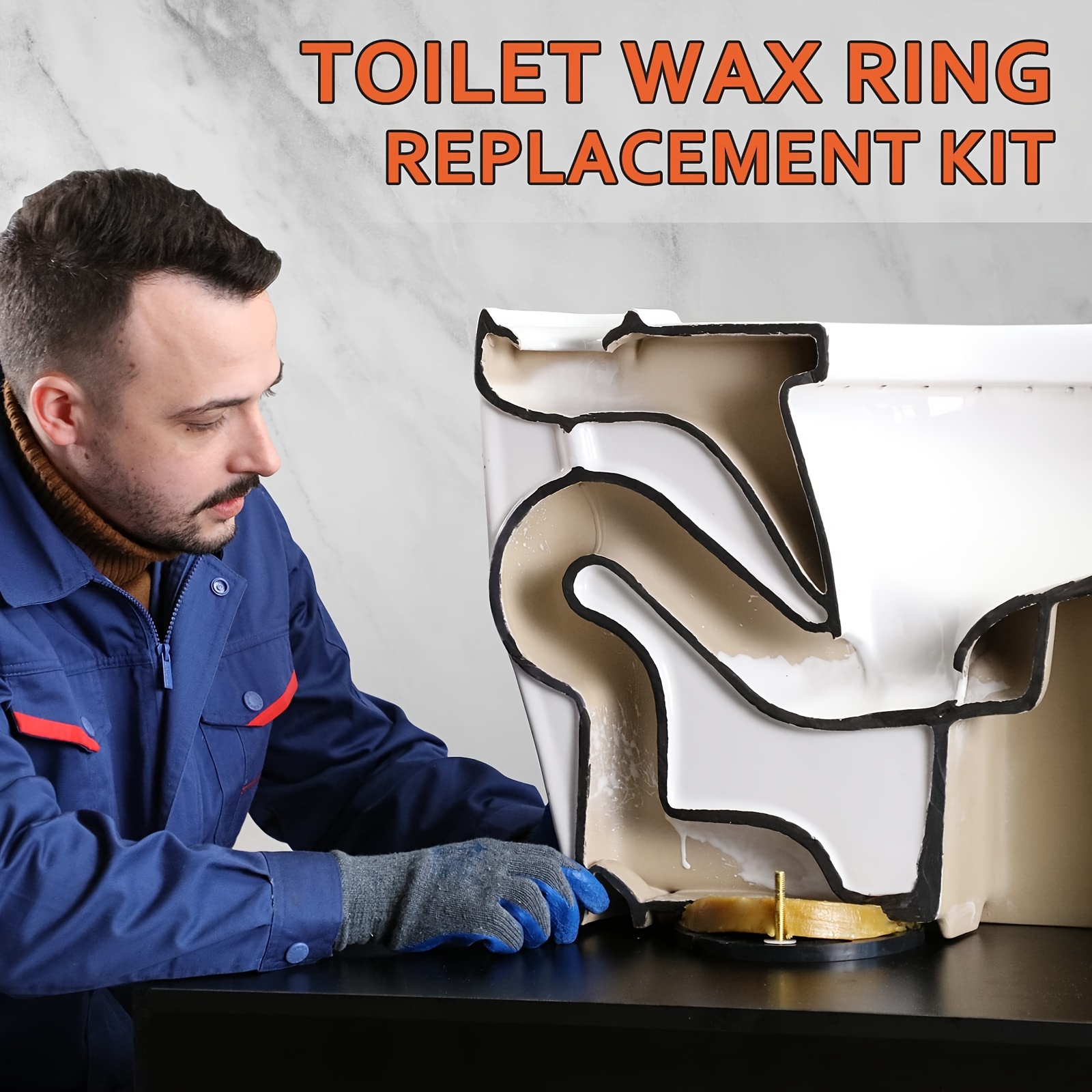 Toilet Wax Ring Kit for Floor Outlet Toilets New Install or Re-seat with  Flange and Bolts 