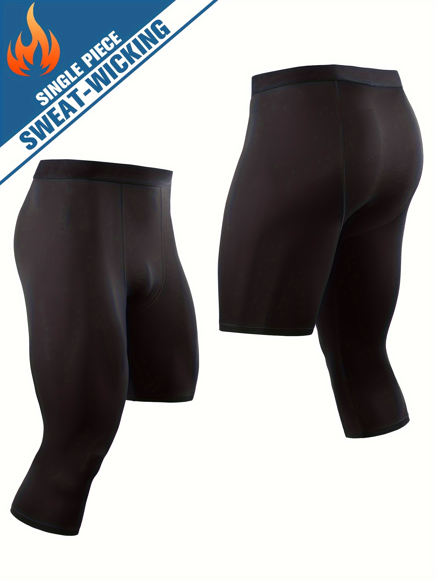 Men's Basketball Single Leg Tight Sports Pants 3/4 One Leg Compression  Pants Athletic Base Layer Underwear 