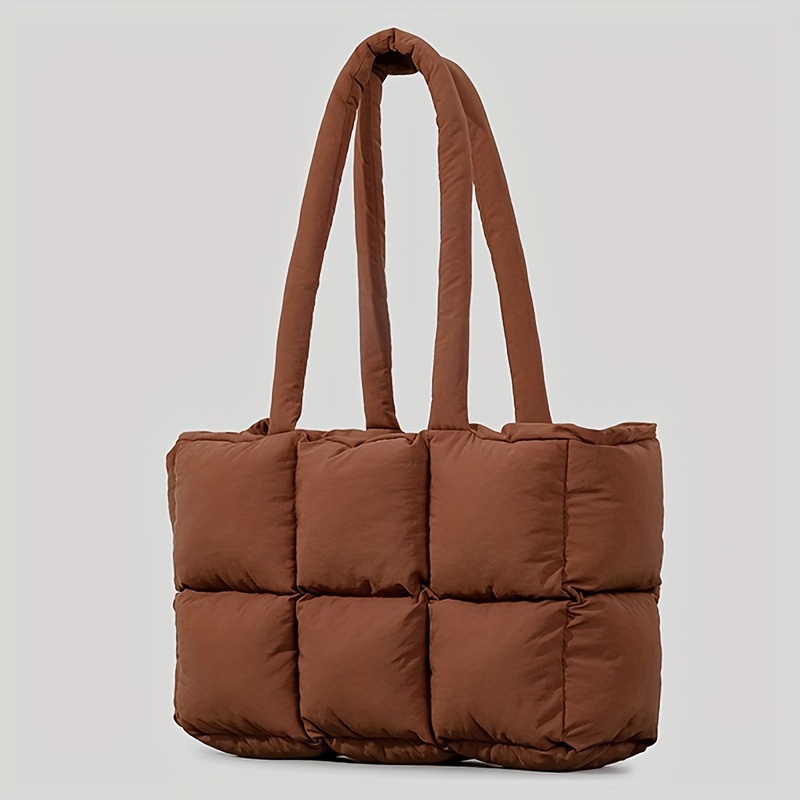 Soft Puffer Quilted Tote Bag Autumn Winter Shoulder Bag - Temu Canada