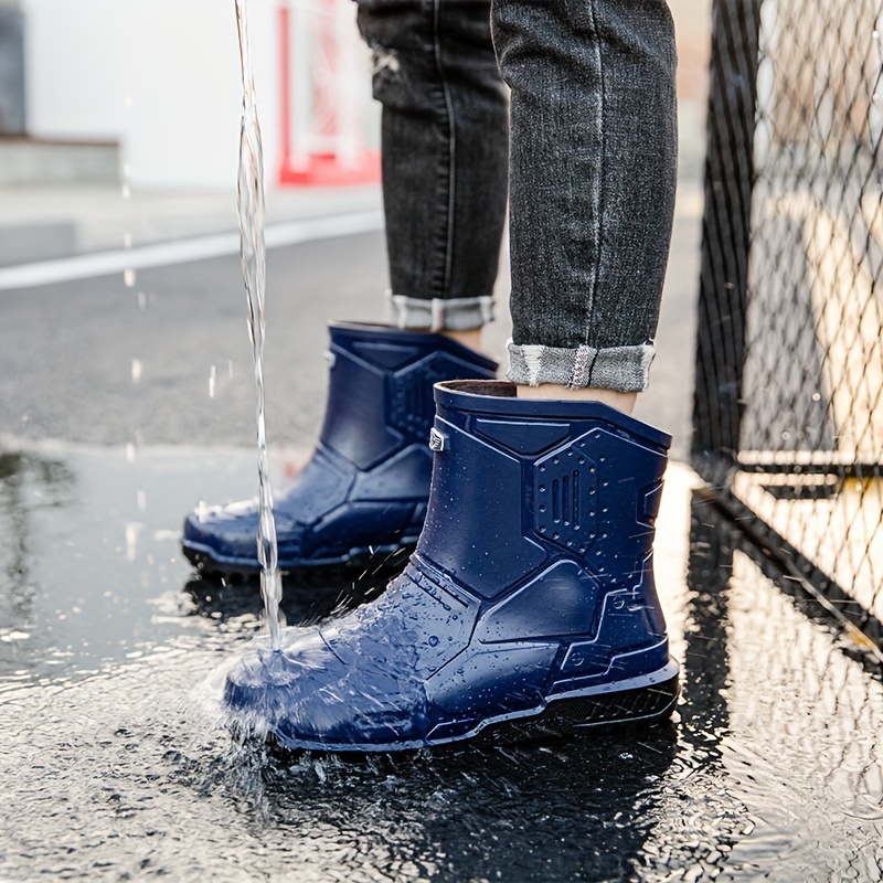 Women's Dark Rain Boots Anti skid & Waterproof Slip On Shoes