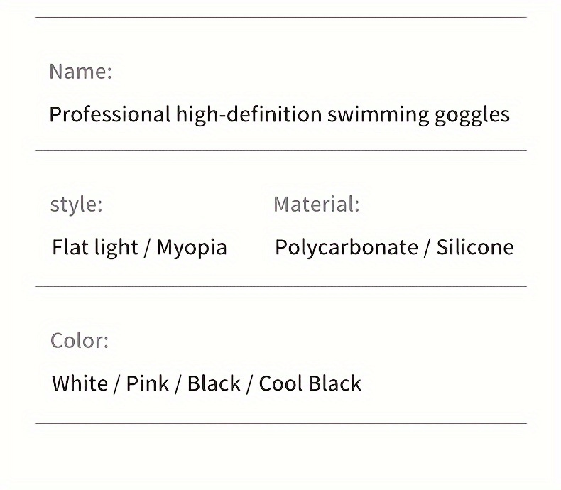 YUKE High-Definition Swimming Goggles, Waterproof Anti-Fog PC Material, Universal Fit for Adults, Unisex Design for Men and Women