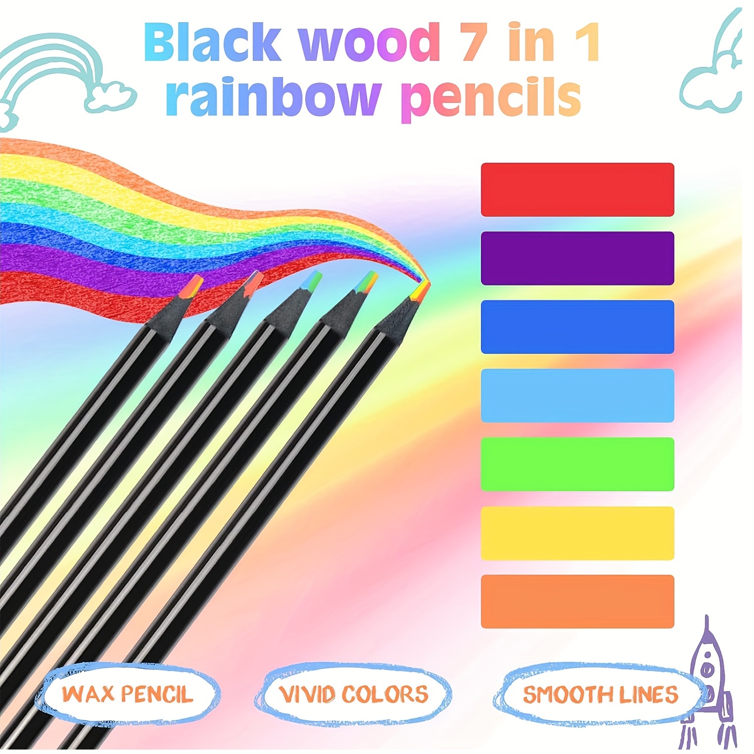 Art Supplies for Kids and Adults, 7 Colors in 1 Wooden Rainbow