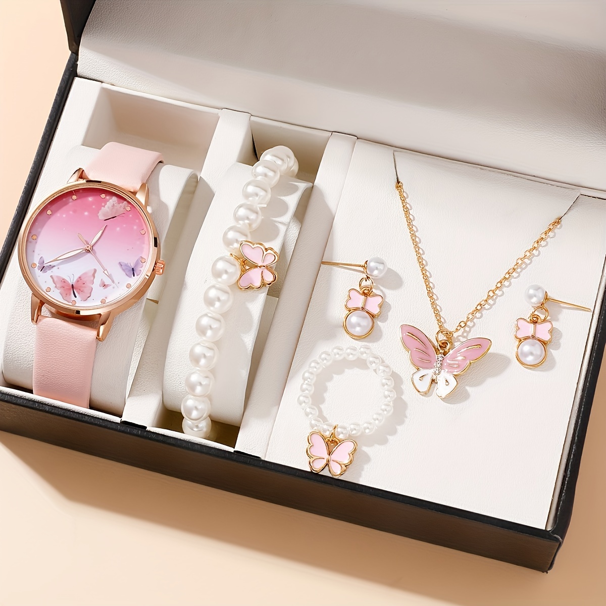 Rhinestone Decorated Quartz Watch & Jewelry Sets For Girls - Temu