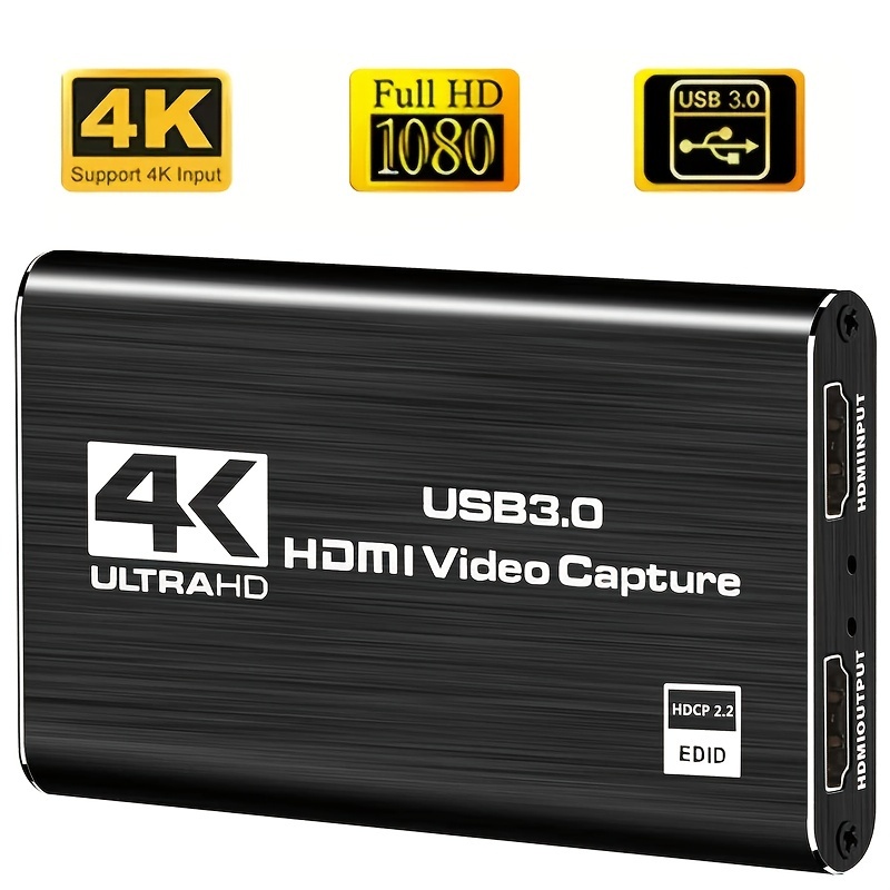 Capturadora de Video HDMI Ultra 4K 1080p USB 3.0 con Puertos para