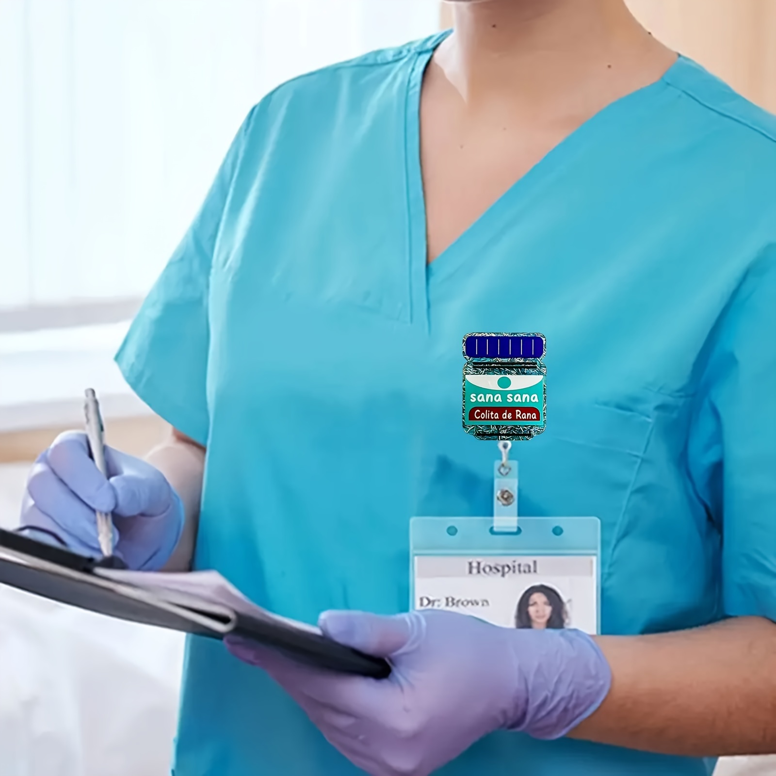 Funny Nurse Retractable Badge Reel Holder Pharmacist Name Tag Clip