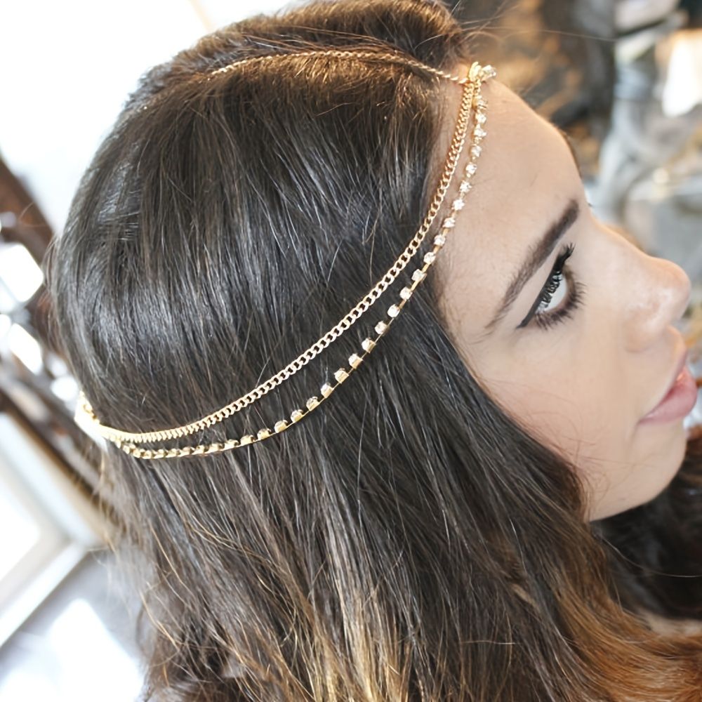Boboho Head Chain Jewelry Rhinestone Golden Hair Chains Bride Wedding  Headbands Chain Headpiece Jewelry Festival Wedding Prom Hair Accessories  For Women And Girls | Don't Miss These Great Deals | Temu
