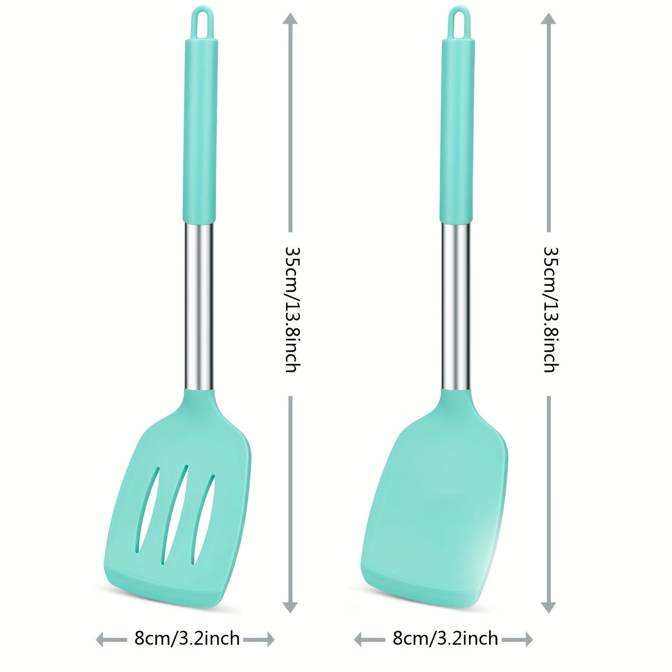 Pack of 2 Silicone Solid Turner,Non Stick Slotted Kitchen Spatulas,High Heat Resistant BPA Free Cooking Utensils,Ideal Cookware for Fish,Eggs