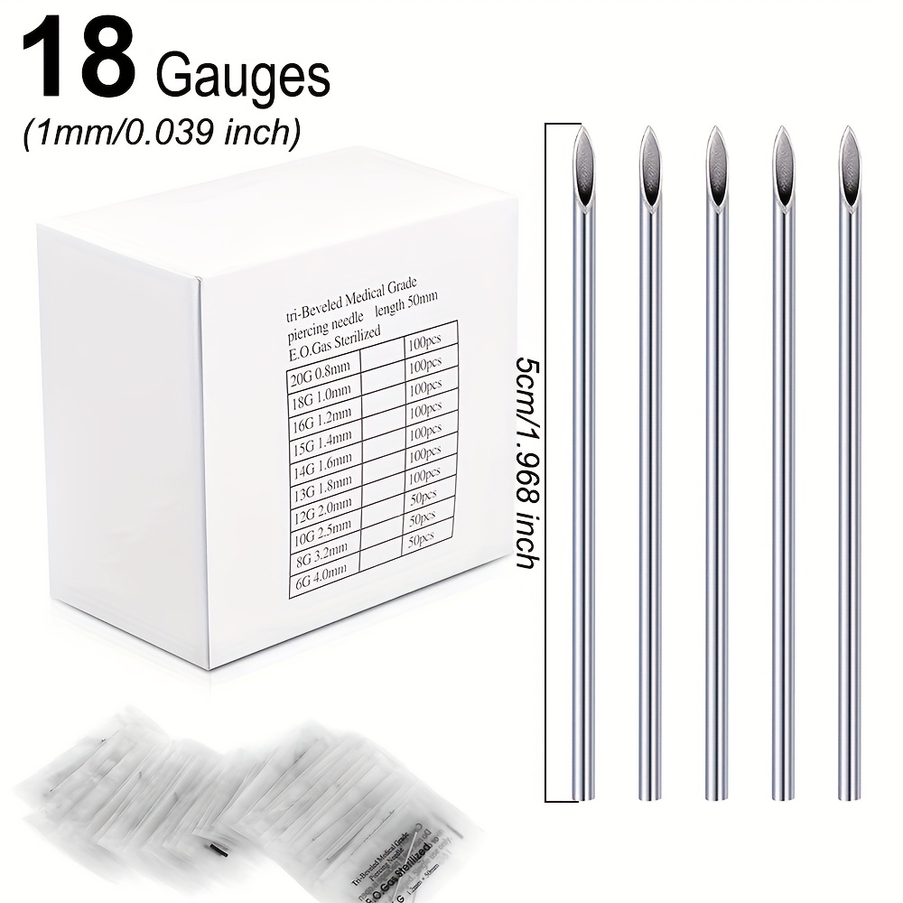 10Pcs Disposable Sterile Body Piercing Needles Tattoo Piercing Needles  Kit-AN