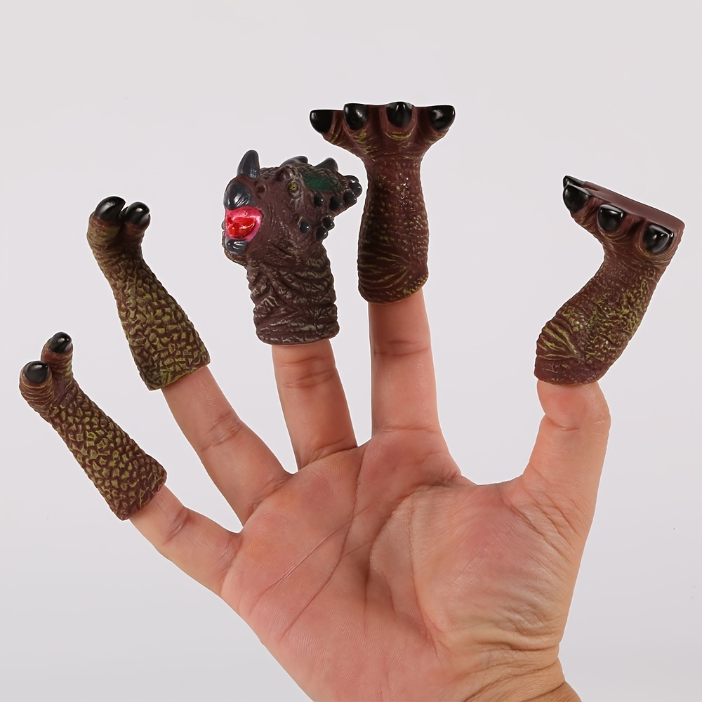 Dinosaur Finger Puppets for Kids, Dinosaur Toys Dinosaur Figures Soft  Rubber Dino Head Finger Bath Toys for Kids Girls Boys 5 PCs 