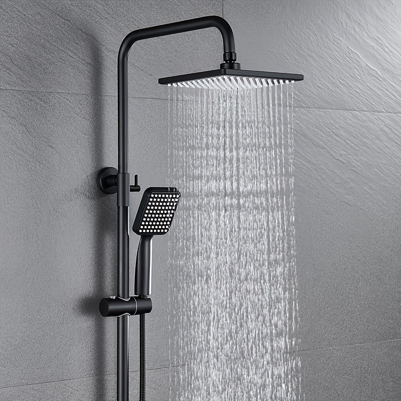 Columna de ducha multifunción cabezal de ducha grande deslizante lluvia  color negro