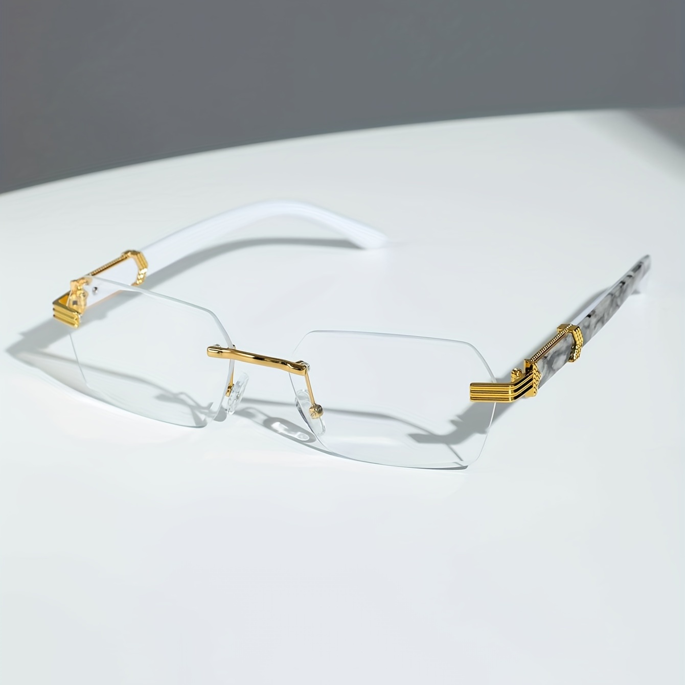 Gafas transparentes rectangulares para mujeres y hombres, lentes con  bisagra metálica y diseño gráfico, estilo casual, anteojos para usar al  aire libr