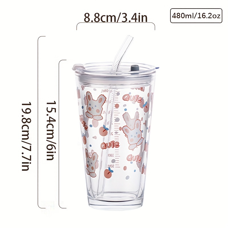 Glass Tumbler With Lid And Straw, Cartoon Bunny Dog Girl Water Bottle, Cute  Kawaii Water Cups, Summer Winter Drinkware, Travel Accessories - Temu  United Arab Emirates