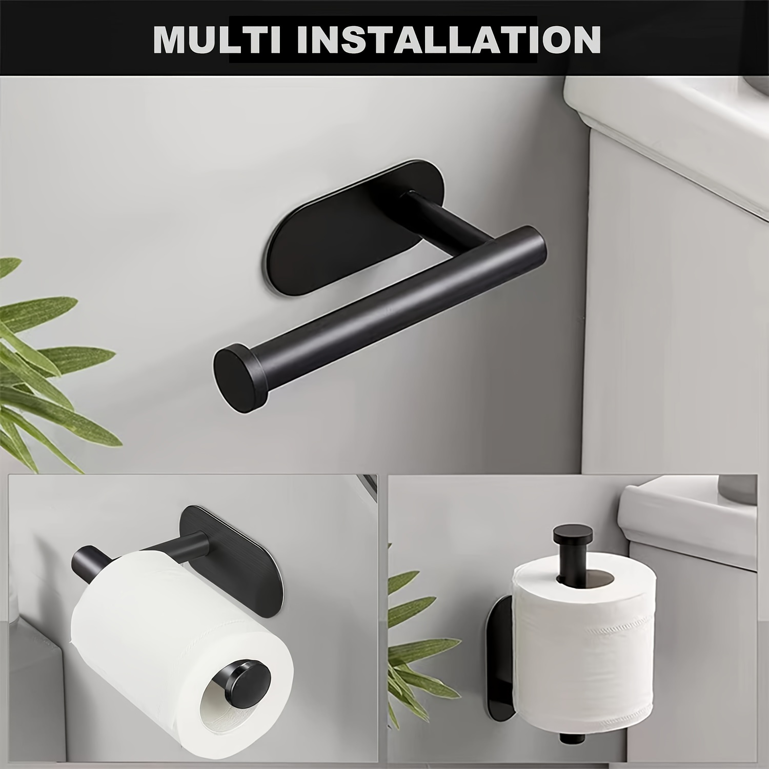  Matte Black Toilet Paper Holder - SUS304 Stainless Steel  Rustproof Wall Mounted Toilet Roll Holder for Bathroom, Kitchen (Matte Black)  : Tools & Home Improvement