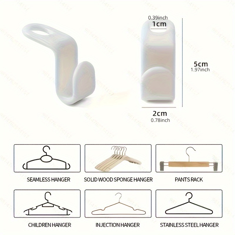 20pcs Plastic Clothes Hangers Connector Hook, Bedroom Mini White Simple Plastic  Clothes Hangers Connector Hook