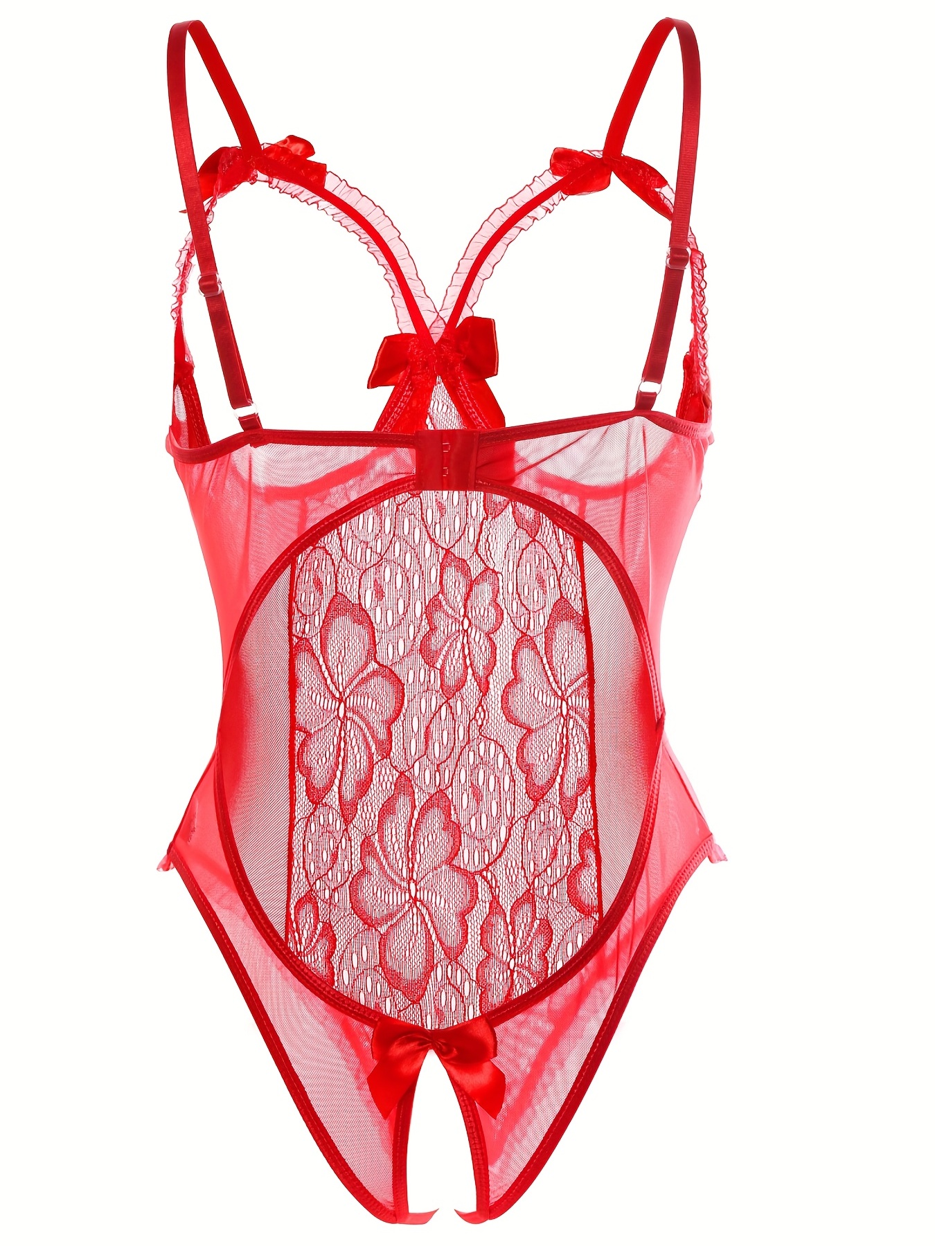 Sexy Surprise Peek-a-Boo Ribbon Floral Lace Open Back Teddy