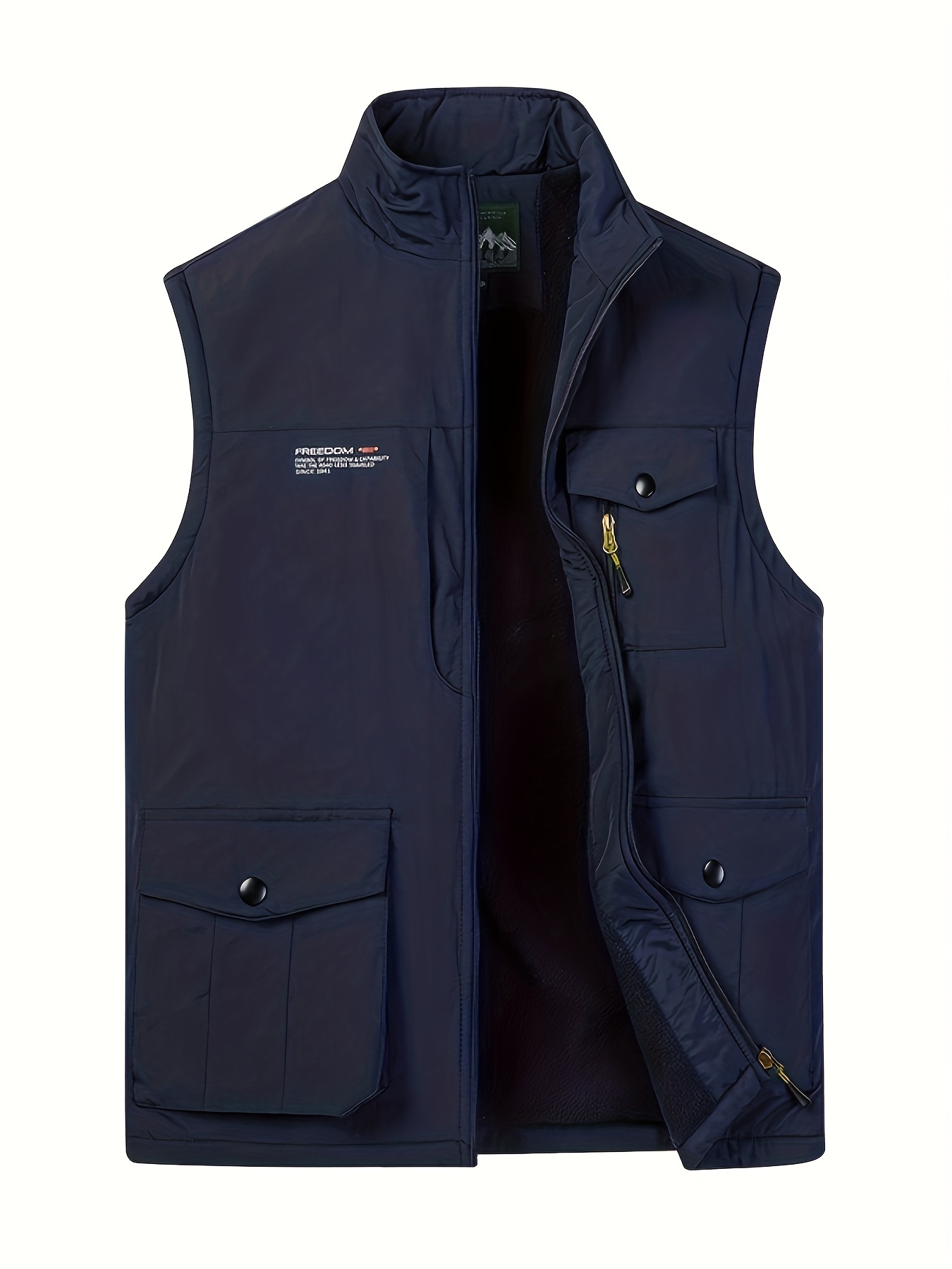 Zipper Pockets Cargo Vest, Men's Casual Outwear Zip Up Vest for Spring Summer Outdoor Fishing Photography,Temu