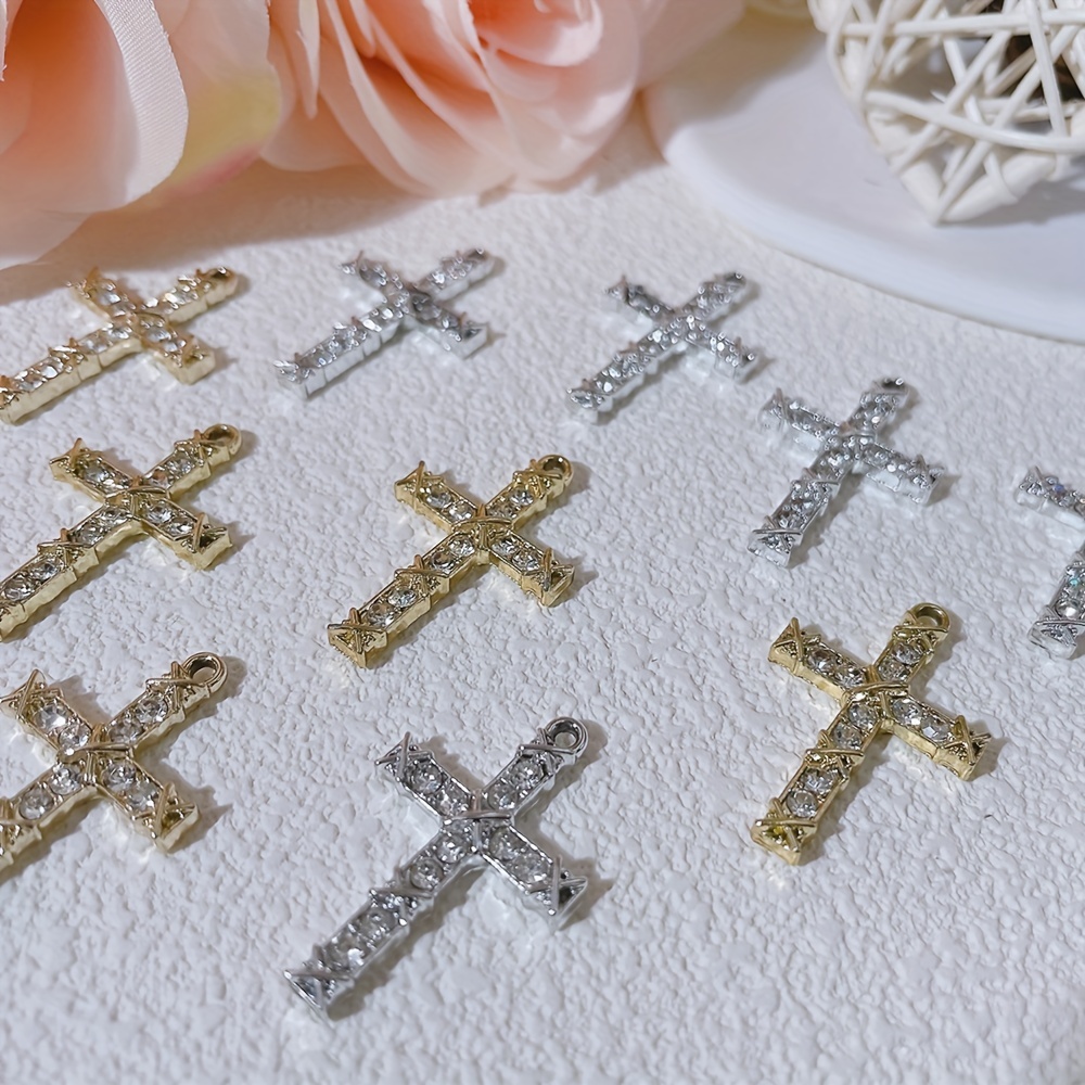 10pcs Alloy Cross Charms Lighting Pendants For Making Necklace