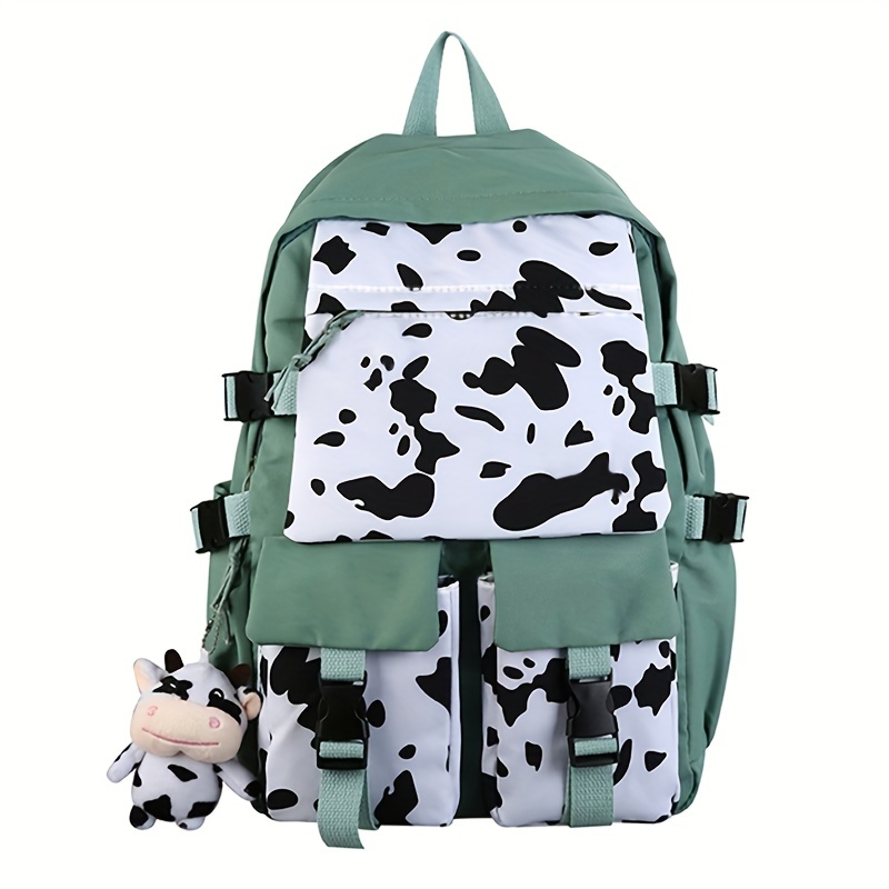 Cute Pink Cow Print Backpack by Aesthetic Wall Decor by SB Designs