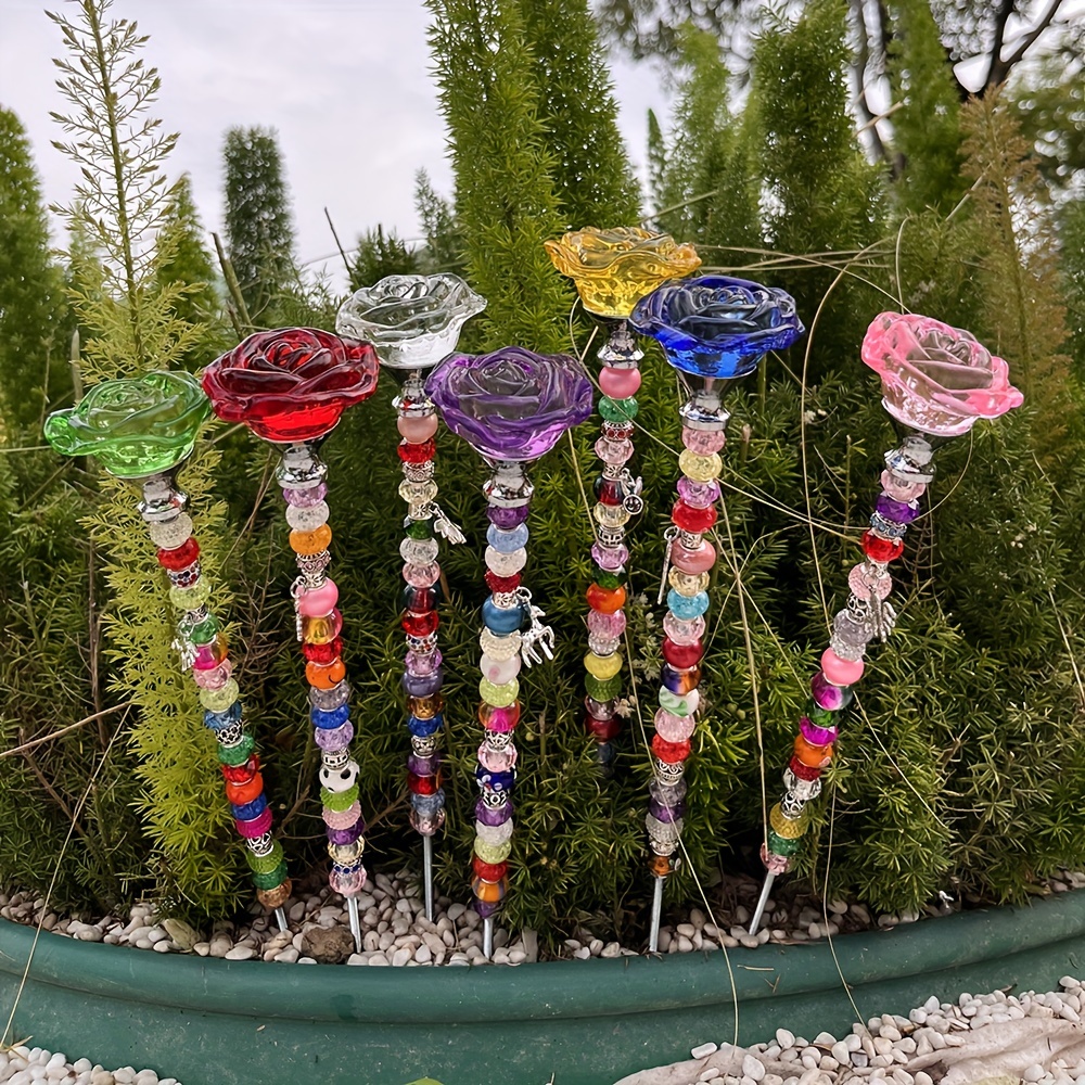 Fused Glass Garden Stake, hand made decorative planter stake