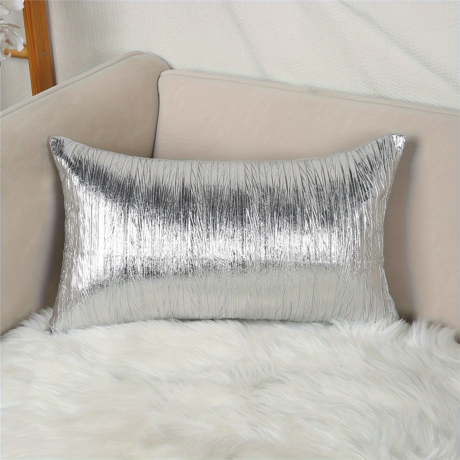 White and hotsell silver cushion covers