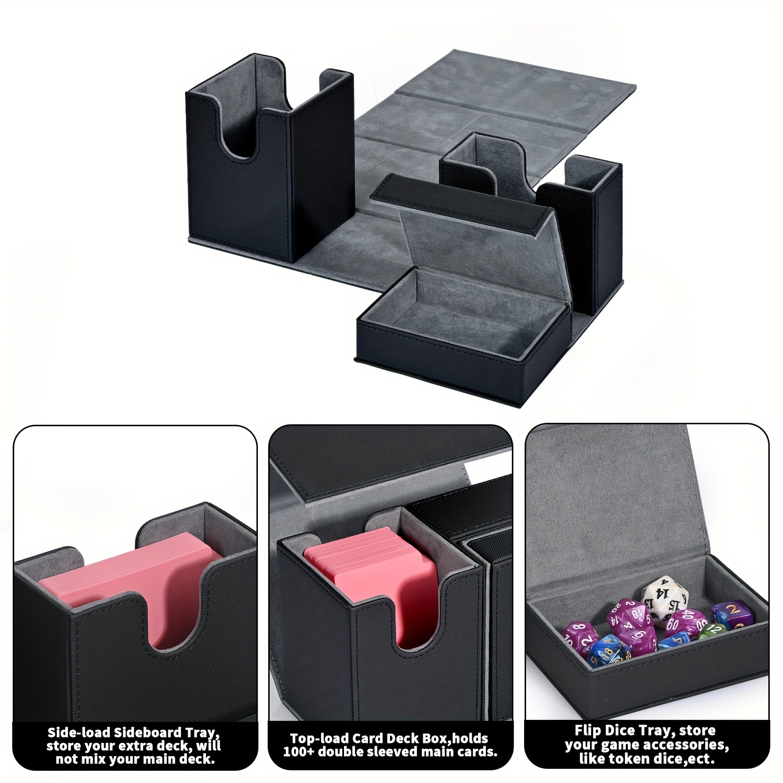 7 boîtes à cartes Mtg Deck, 1 boîte de rangement en simili cuir avec 6  étuis à cartes en plastique, boîte à cartes à jouer compatible avec la  carte Mt