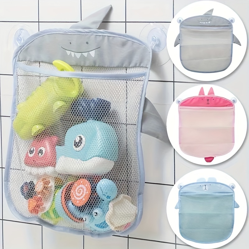 Organizador de juguetes de baño de malla para bebé de gran capacidad,  múltiples formas de colgar, almacenamiento de juguetes de baño de apertura