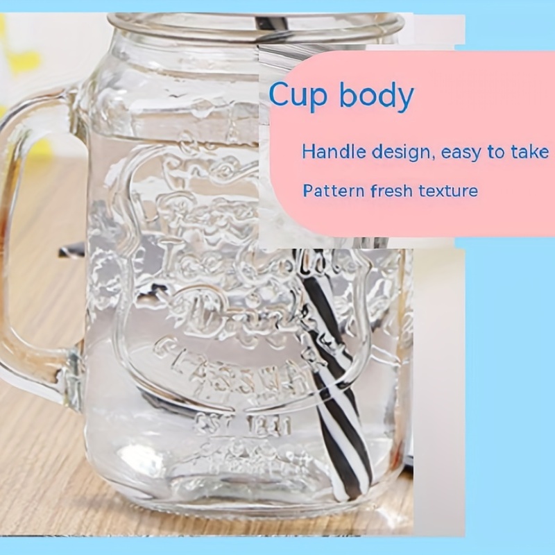 1pc Glass Straw Tumbler, Modern Clear Textured Detail Tumbler For Home