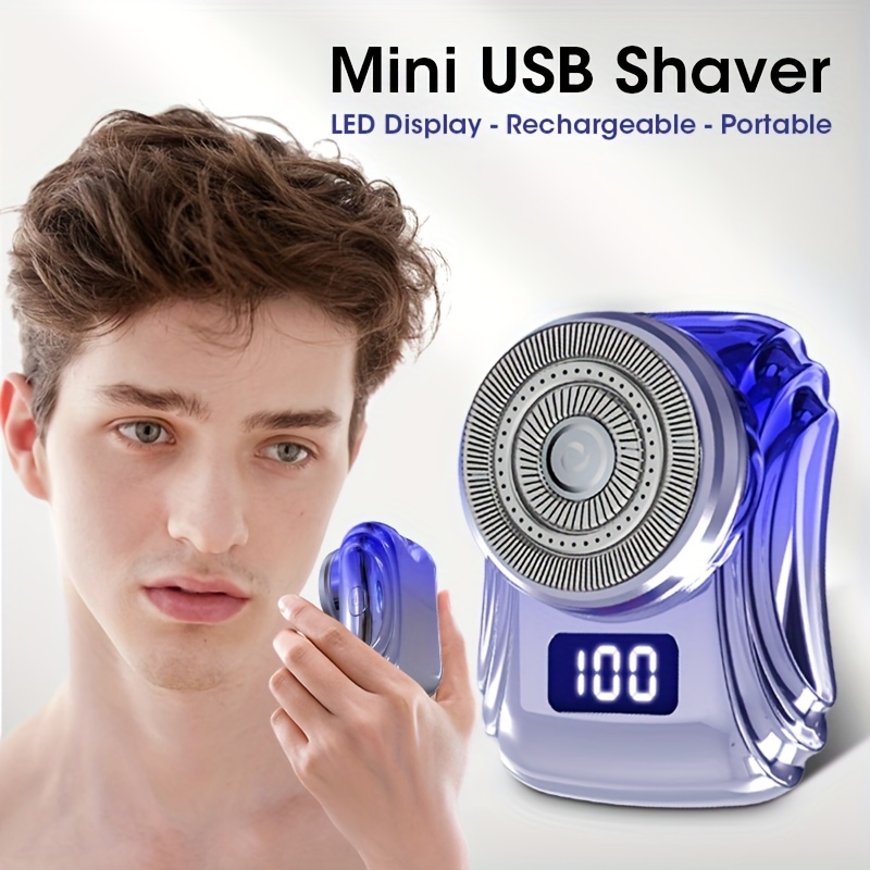 Mini afeitadora eléctrica portátil de viaje, tamaño de bolsillo, lavable,  recargable por USB, afeitadora giratoria pequeña inalámbrica y compacta