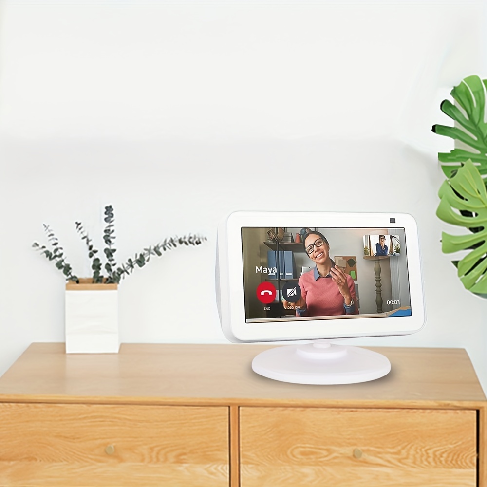 Compatible avec Alexa Echo dot 2ème support en bois avec tapis antidérapant  avec ouverture de charge et accessoires pour haut-parleur, gain de place