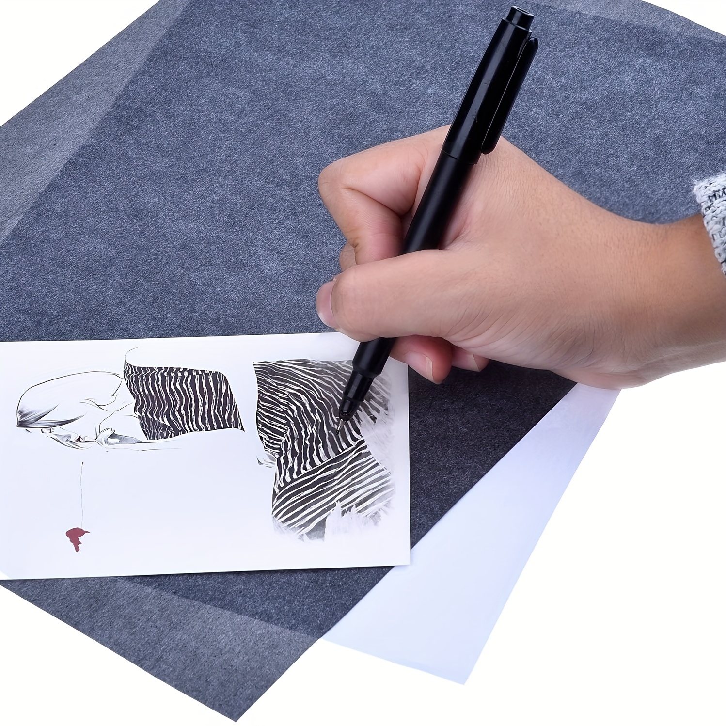 50 Sheets Carbon Paper White Graphite Paper Transfer Tracing Paper