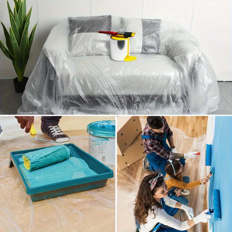 Plastic Drop Cloth for Painting Clear Plastic Sheeting Waterproof Plastic  Tarp Dust Cover Dustproof Floor Furniture Cover for Moving Home Improvement