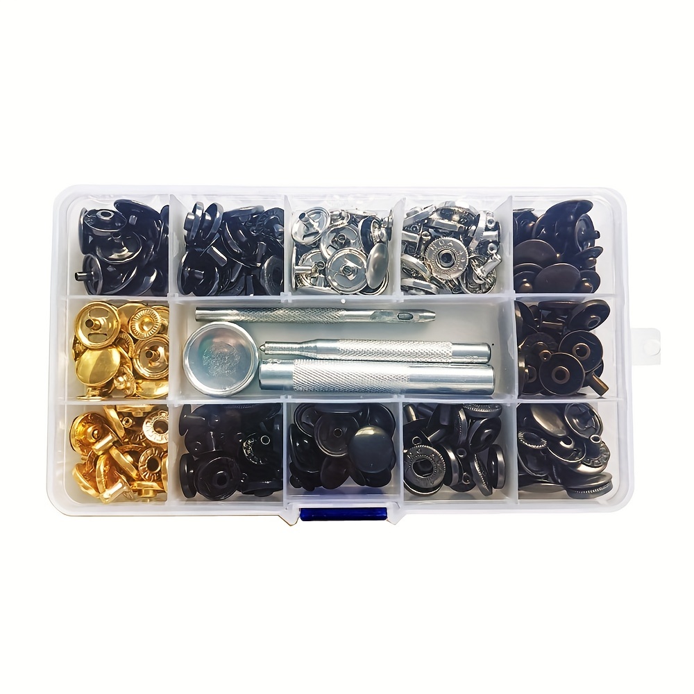 87pcs Leather Snaps Fasteners Kit 15mm Metal Button Snaps Press Studs with  4 Installation Tools 1 Hammer 2 Color Silver Bronze Screw Snaps for Jackets  Bracelets DIY Leather Craft Project 