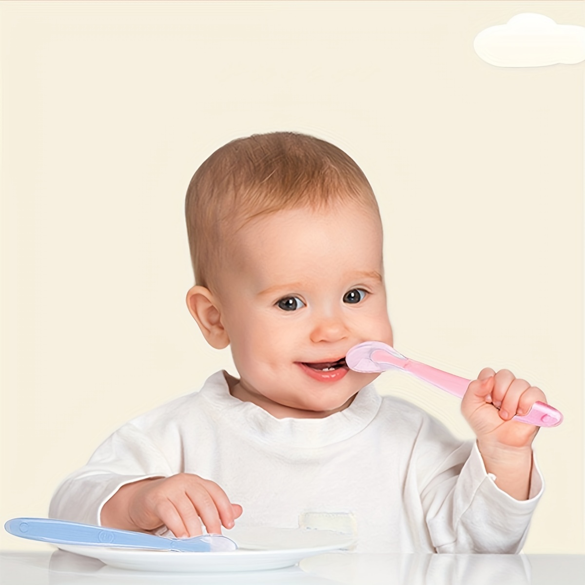 1 Cuchara Silicona Bebé Temperatura Niños Alimentación Bebé - Temu