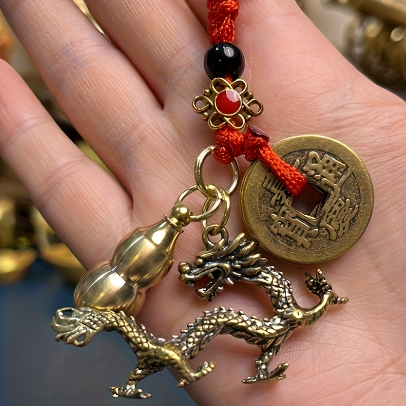 

Year Of The Dragon New Brass Keychain Brass Gourd Zodiac Dragon Key Pendant 5 Emperor Money Zodiac Dragon Year