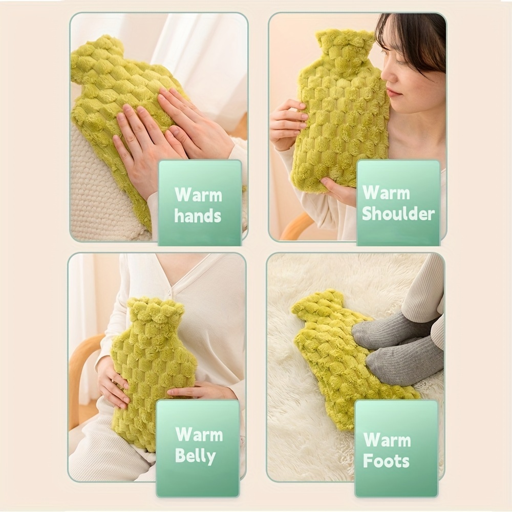 Large Capacity Hot Water Bag with Lid Plush Winter Hot Water Bag