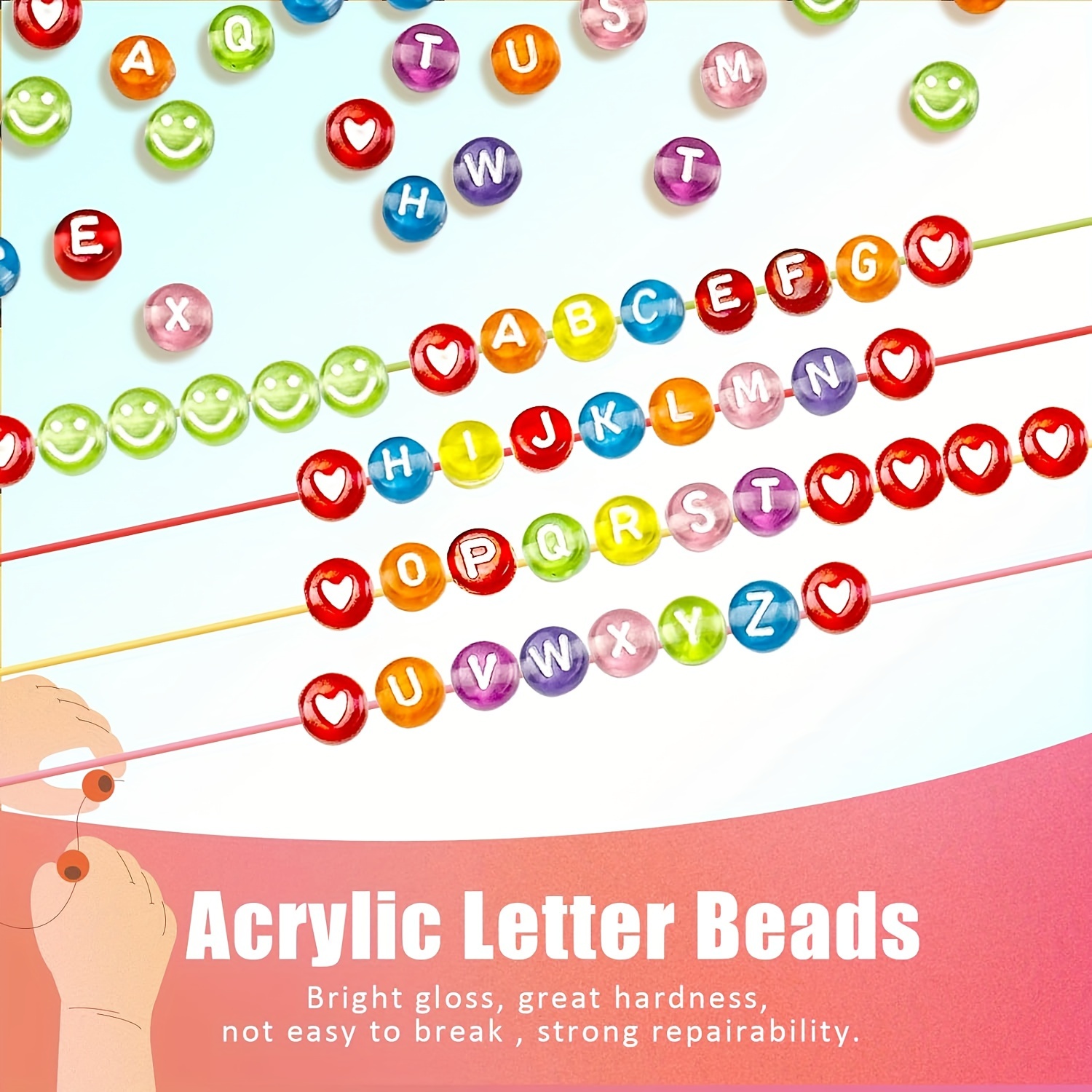 28 Styles Colorful Letter Beads Smiling Face Beads For - Temu