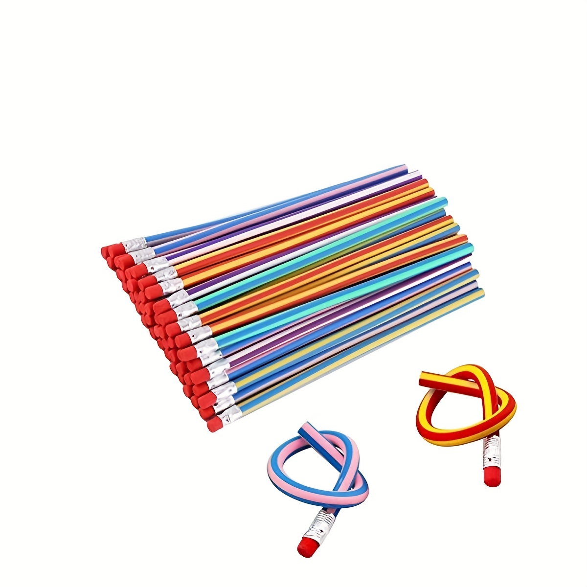 DPTALR Divertissement scolaire pour enfants Crayon magique incurvé doux à  rayures colorées 30pcs