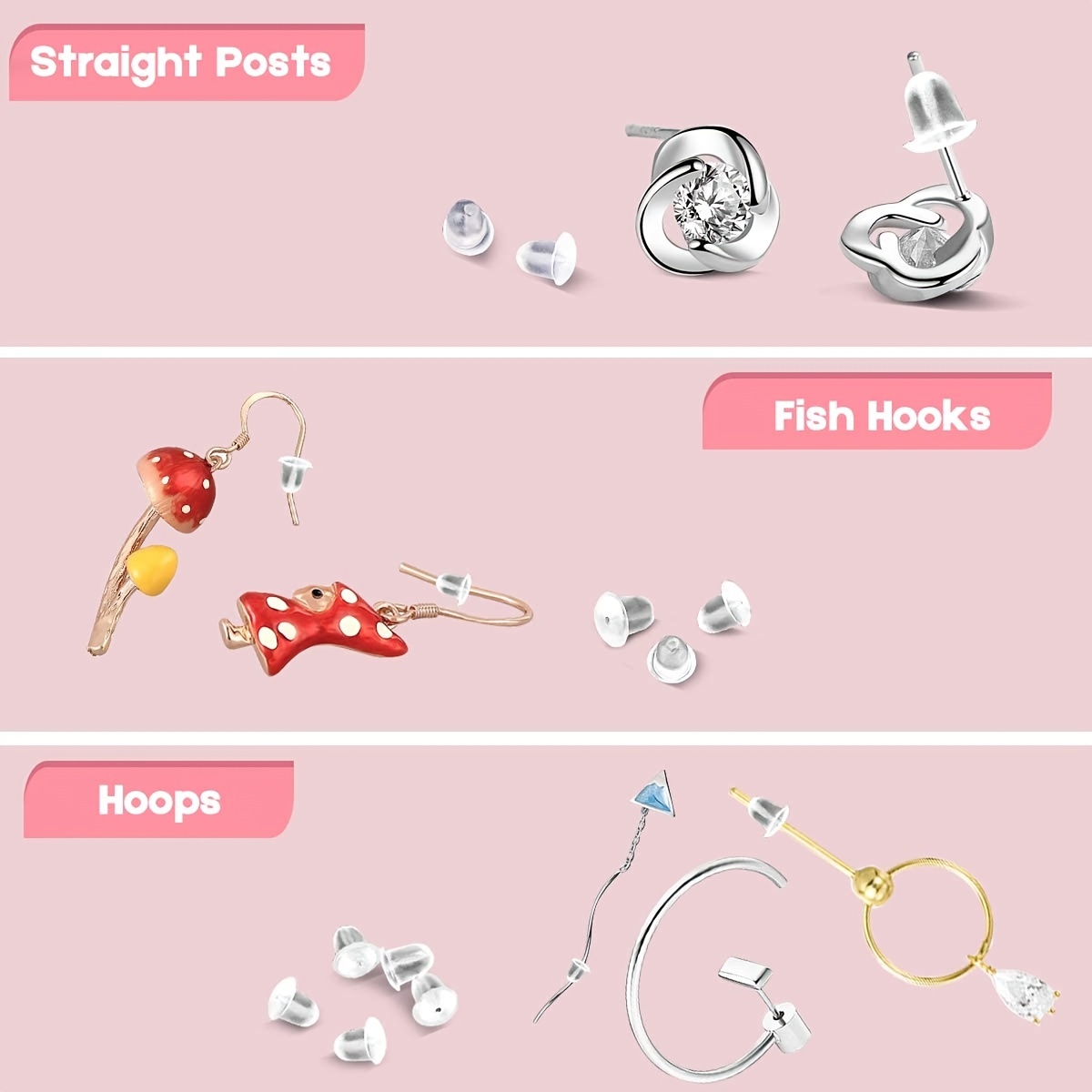 200 Pcs Soft Silicone Earring Backs 5mm