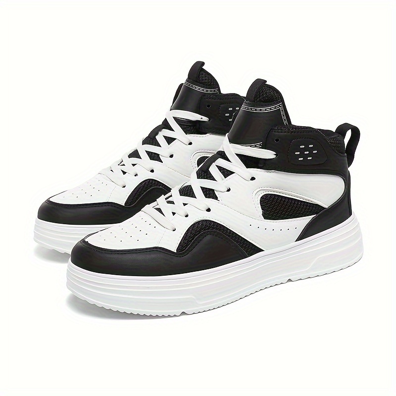 Plus Size Men's Trendy Solid/Colour Block High Top Skate Shoes, Comfy Non Slip Casual Soft Sole Sneakers For Men's Outdoor Activities