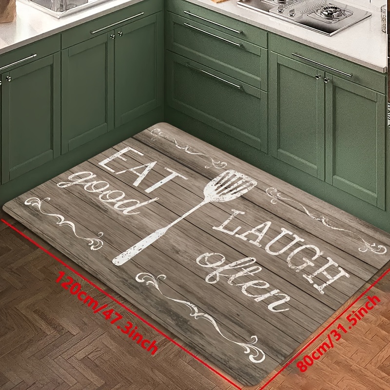 1pc Letter Graphic Anti-slip Kitchen Rug, Modern Polyester Kitchen Mat For  Home